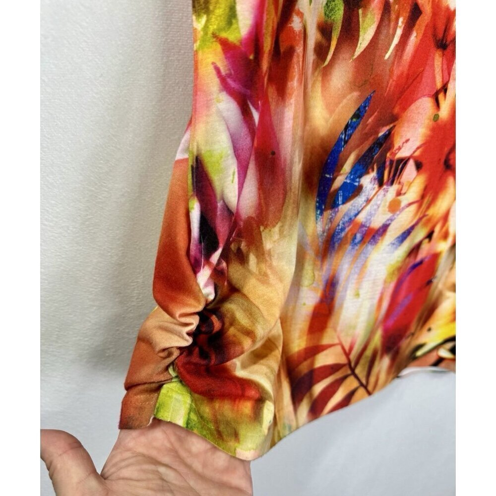 Chico's Vibrant Multicolor Floral Short Sleeve Tee - Picture 2 of 9